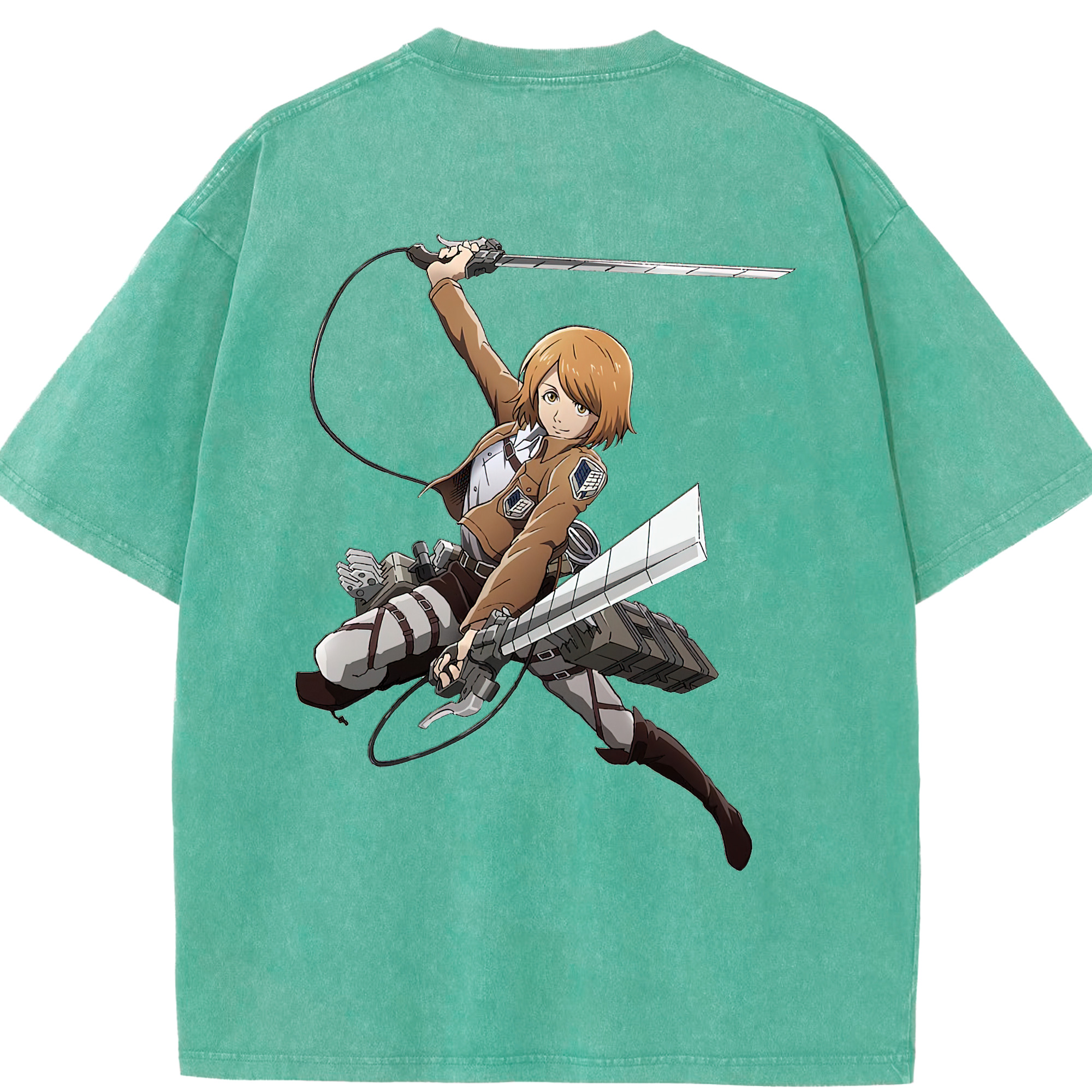 （画像用） 進撃の巨人 ペトラ·ラル Attack on Titan Petra Rall 綿100% ヴィンテージ風 半袖Tシャツ（背面プリント）